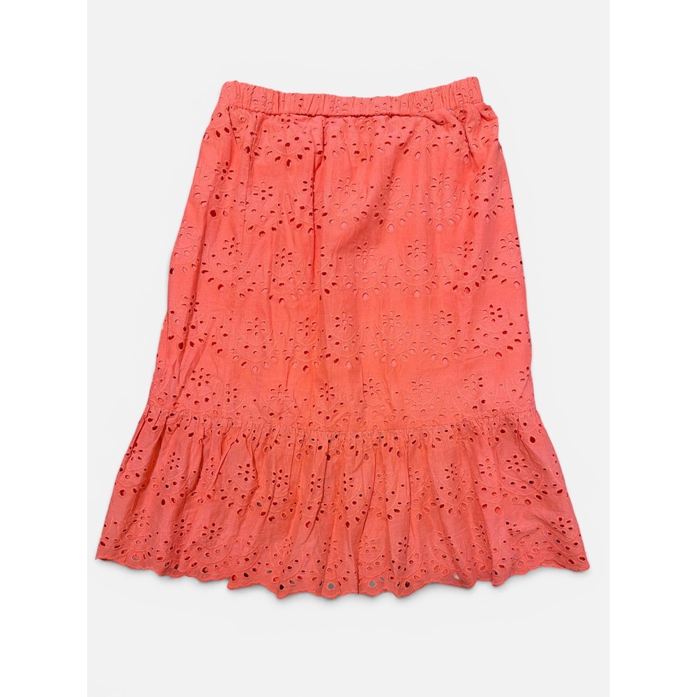 Calypso St. Barth Womens Coral Eyelet Lace‎ 2 Piece Set Crop Top Midi Skirt M - Picture 2 of 3